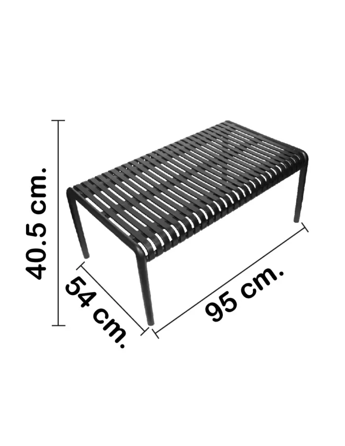 Mesa de plástico negro diseño tiras de 96x54.8x40cm54.8x96x40cm - Image 2