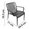 Silla de plástico con descansabrazos negra diseño tiras de 69.9x74.7x77cm - Image 2