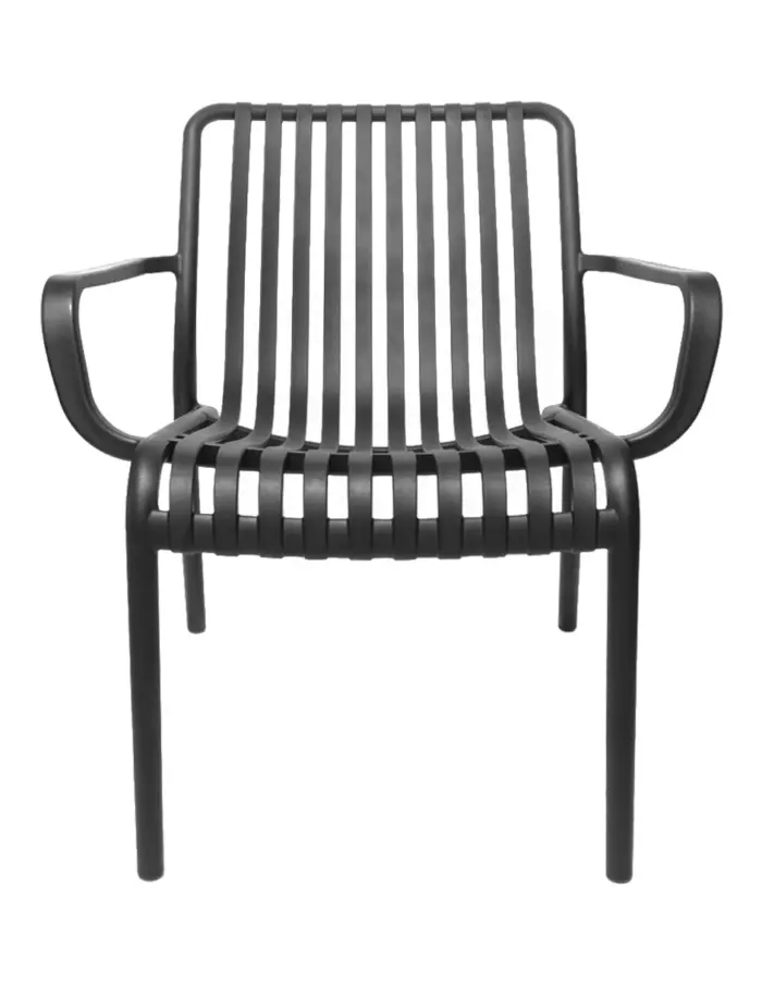 Silla de plástico con descansabrazos negra diseño tiras de 69.9x74.7x77cm - Image 3