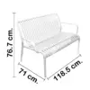 Sillón de 2 plazas de plástico con descansabrazos blanco diseño tiras de 73x119x77cm - Image 2