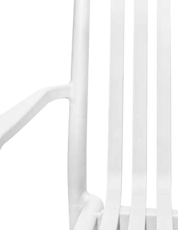 Sillón de 2 plazas de plástico con descansabrazos blanco diseño tiras de 73x119x77cm - Image 4