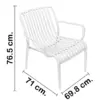 Silla de plástico con descansabrazos blanca diseño tiras de 69.9x74.7x77cm - Image 2