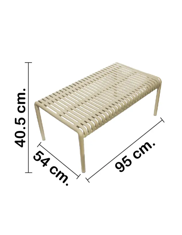 Mesa de plástico beige diseño tiras de 96x54.8x40cm54.8x96x40cm - Image 2