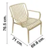 Silla de plástico con descansabrazos beige diseño tiras de 69.9x74.7x77cm - Image 2