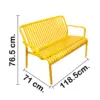 Sillón de 2 plazas de plástico con descansabrazos amarillo diseño tiras de 73x119x77cm - Image 2