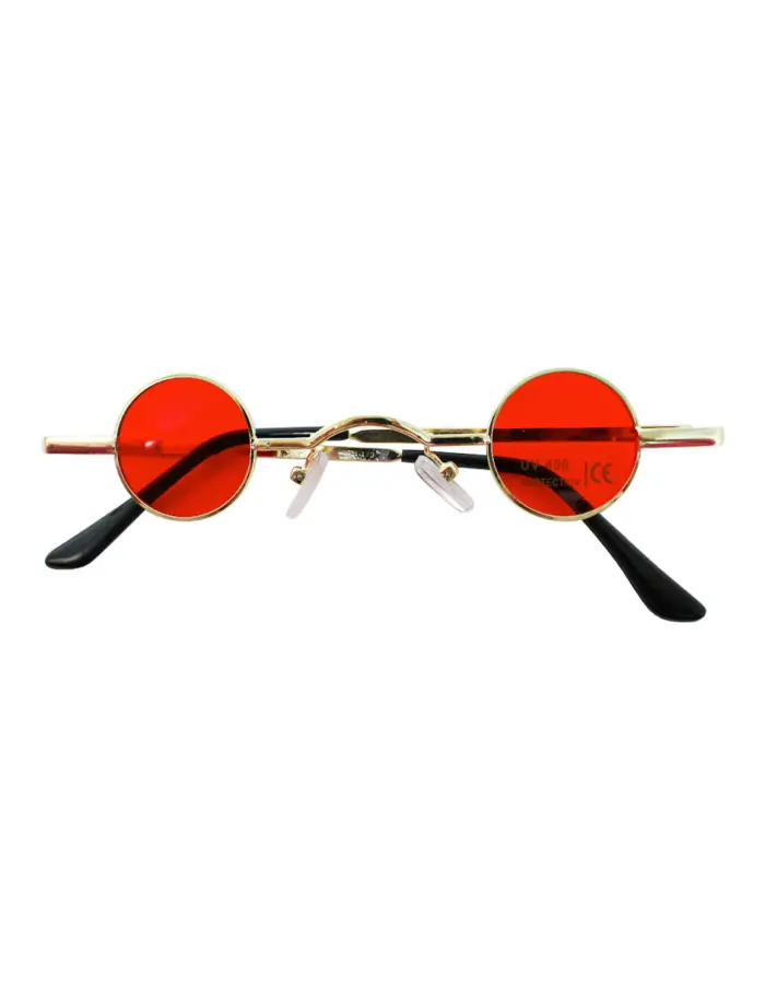 Lentes para sol con cristales redondos rojo con dorado de 13.5x14.5x2.8cm - Image 2