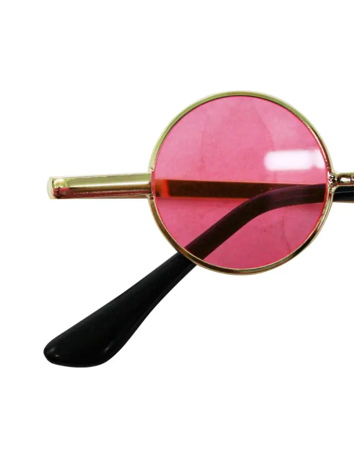 Lentes para sol con cristales redondos rosa con dorado de 13.5x14.5x2.8cm - Image 3