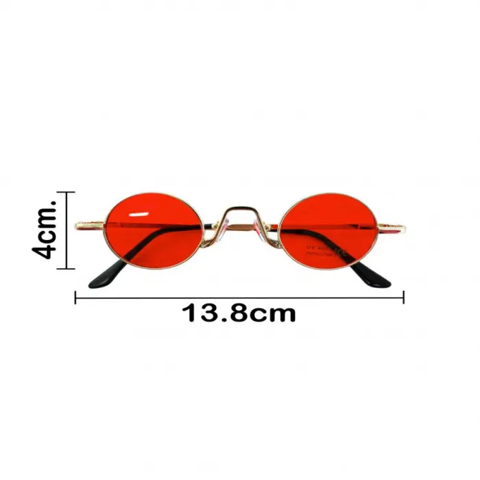 Lentes para sol con cristales redondos rojo con negro de 14x15x4cm - Image 3