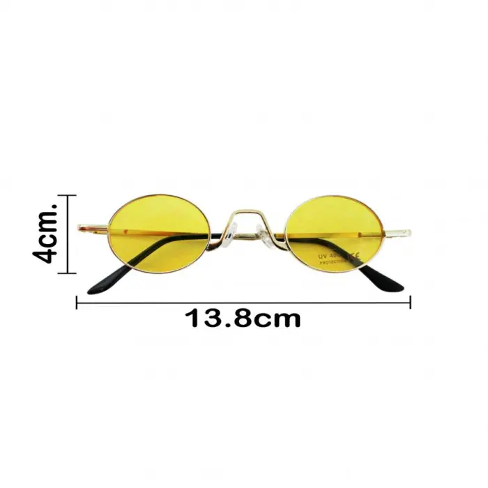Lentes para sol con cristales redondos amarillo con negro de 14x15x4cm - Image 4