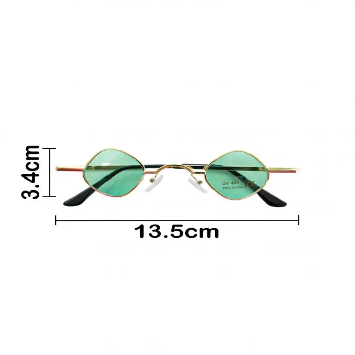 Lentes para sol con cristales diseño rombo turquesa con dorado de 13.5x14x3.6cm - Image 4