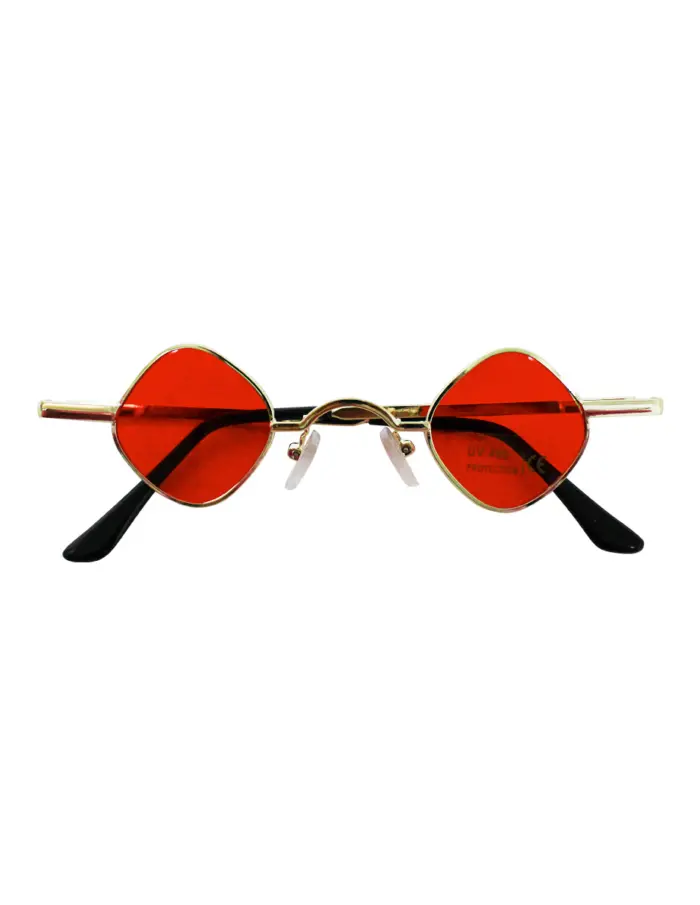 Lentes para sol con cristales diseño rombo rojo con dorado de 13.5x14x3.6cm - Image 2