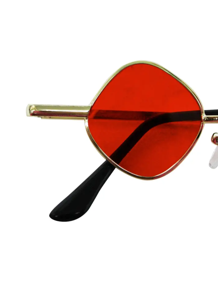 Lentes para sol con cristales diseño rombo rojo con dorado de 13.5x14x3.6cm - Image 3