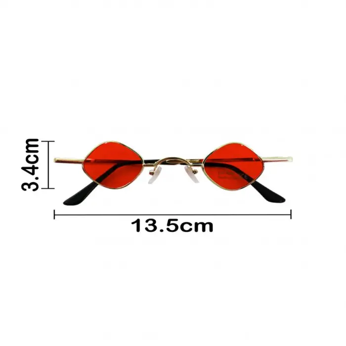 Lentes para sol con cristales diseño rombo rojo con dorado de 13.5x14x3.6cm - Image 4