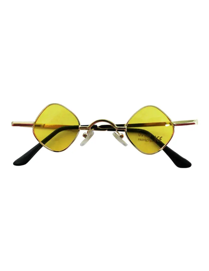Lentes para sol con cristales diseño rombo amarillo con dorado de 13.5x14x3.6cm - Image 2