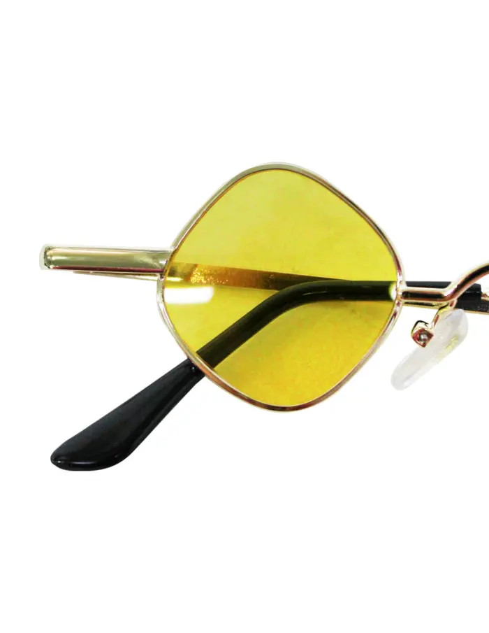 Lentes para sol con cristales diseño rombo amarillo con dorado de 13.5x14x3.6cm - Image 3