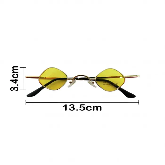 Lentes para sol con cristales diseño rombo amarillo con dorado de 13.5x14x3.6cm - Image 4