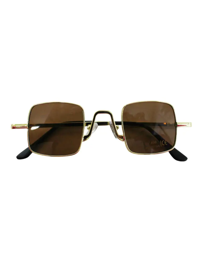 Lentes para sol con cristales cuadrados cafe con dorado de 14.2x14.5x4cm - Image 2