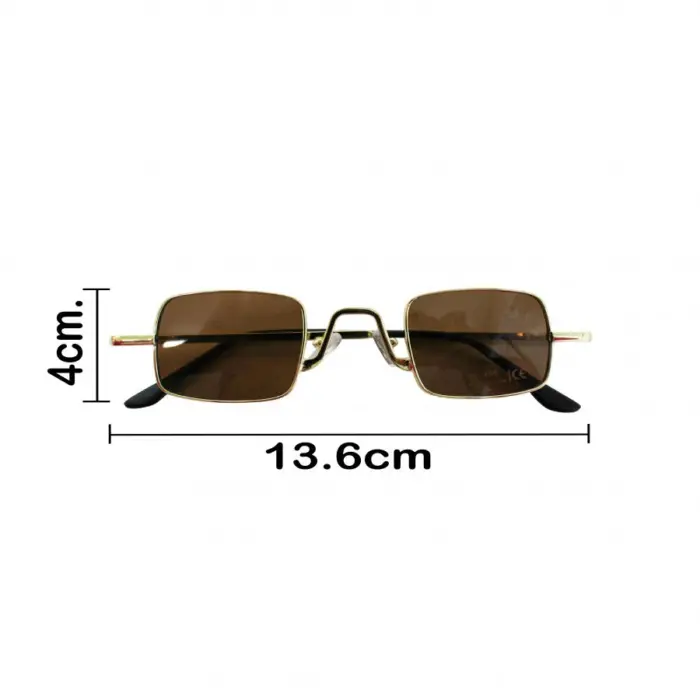 Lentes para sol con cristales cuadrados cafe con dorado de 14.2x14.5x4cm - Image 4