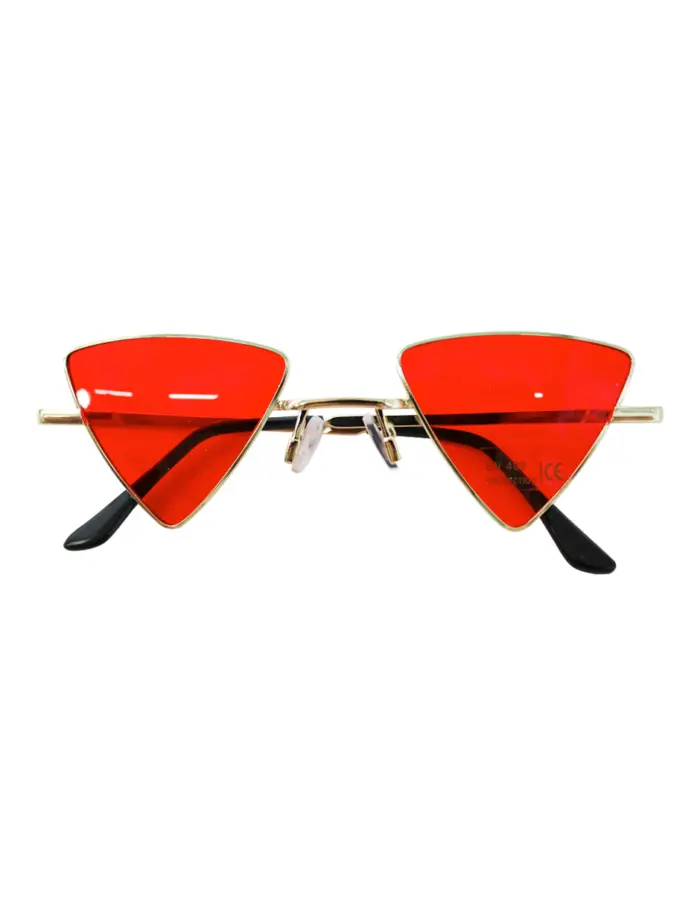 Lentes para sol con cristales triangulares rojo con dorado de 14.5x15x4.4cm - Image 2