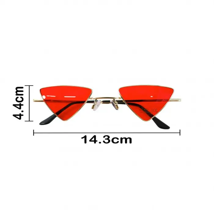 Lentes para sol con cristales triangulares rojo con dorado de 14.5x15x4.4cm - Image 4