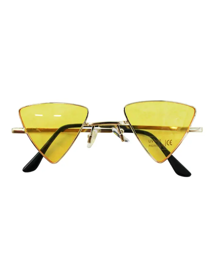 Lentes para sol con cristales triangulares amarillo con dorado de 14.5x15x4.4cm - Image 2