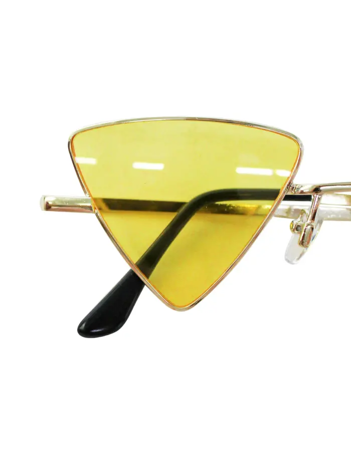 Lentes para sol con cristales triangulares amarillo con dorado de 14.5x15x4.4cm - Image 3