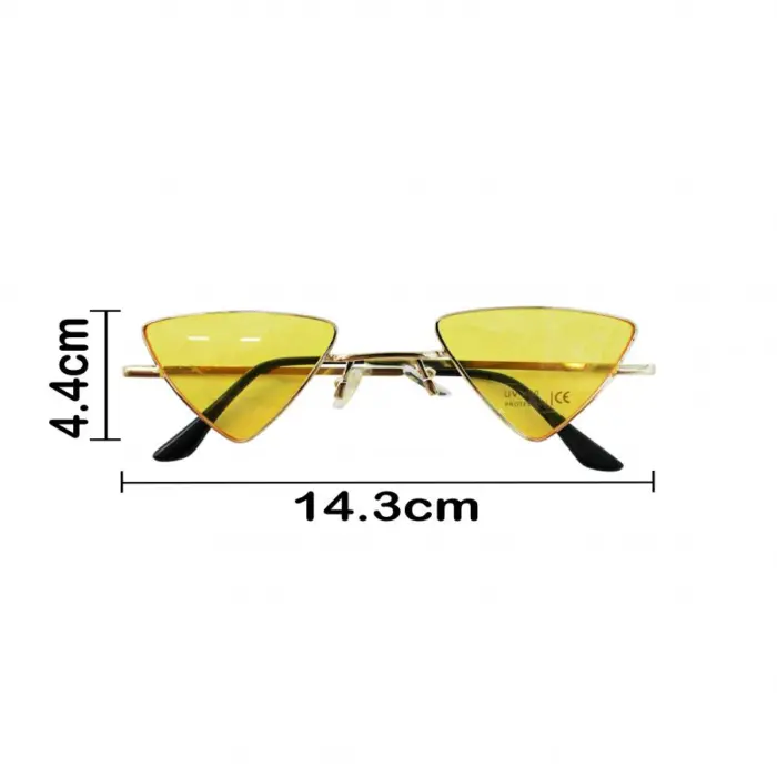Lentes para sol con cristales triangulares amarillo con dorado de 14.5x15x4.4cm - Image 4