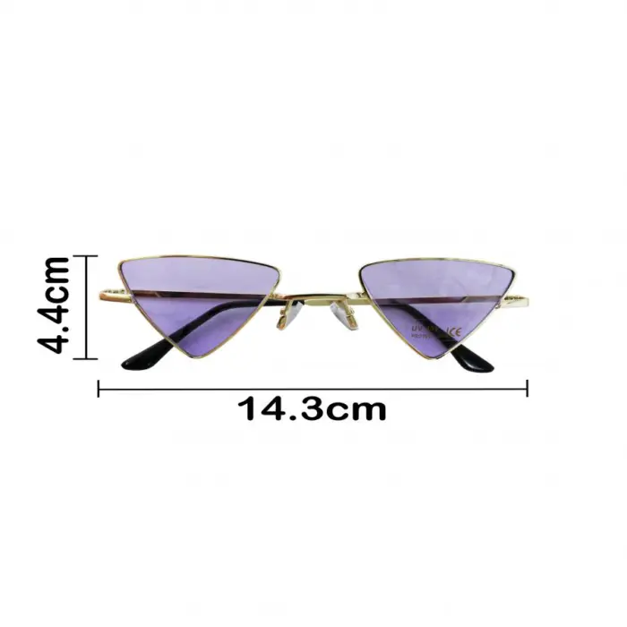 Lentes para sol con cristales triangulares púrpura con dorado de 14.5x15x4.4cm - Image 4