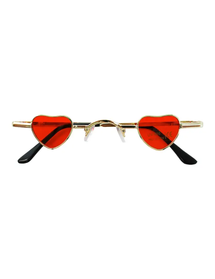 Lentes para sol con cristales diseño corazón rojo con dorado de 13.5x14.5x2.9cm - Image 2