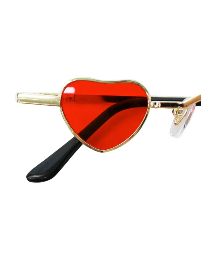 Lentes para sol con cristales diseño corazón rojo con dorado de 13.5x14.5x2.9cm - Image 3