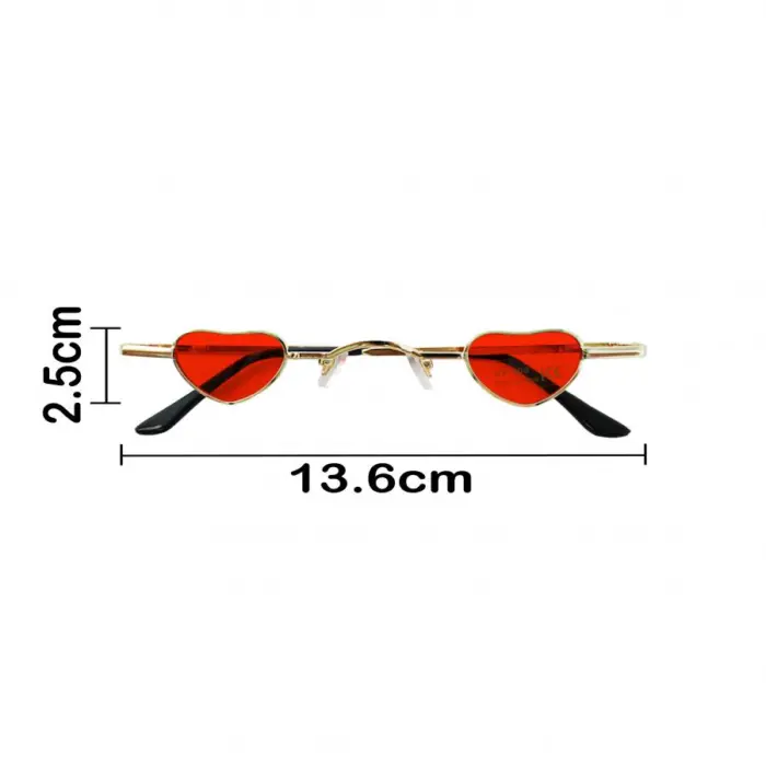 Lentes para sol con cristales diseño corazón rojo con dorado de 13.5x14.5x2.9cm - Image 4