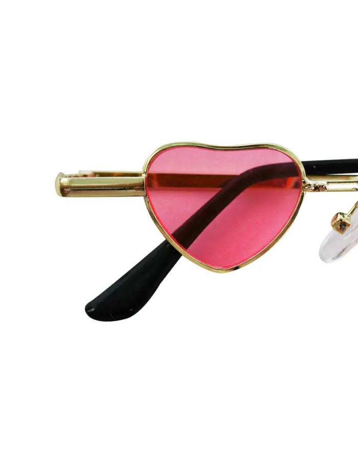 Lentes para sol con cristales diseño corazón rosa con dorado de 13.5x14.5x2.9cm - Image 3