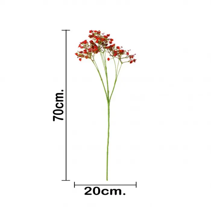 Vara de follaje con flores rojas de 70cm - Image 3