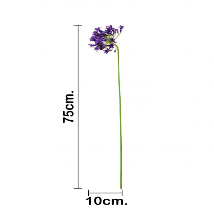 Vara de follaje con flores moradas de 75cm - Image 3