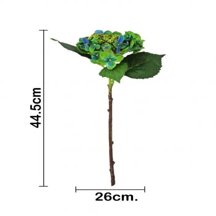 Vara de hortensias verde con azul de 44 cm - Image 3