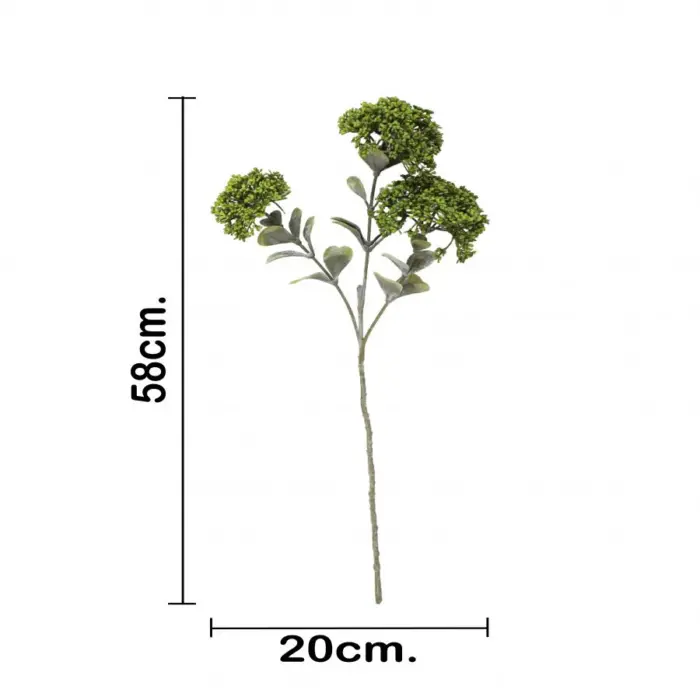 Vara de sedum con 3 ramas verde olivo de 58 cm - Image 2