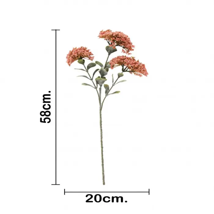 Vara de sedum con 3 ramas rosas de 58 cm - Image 3