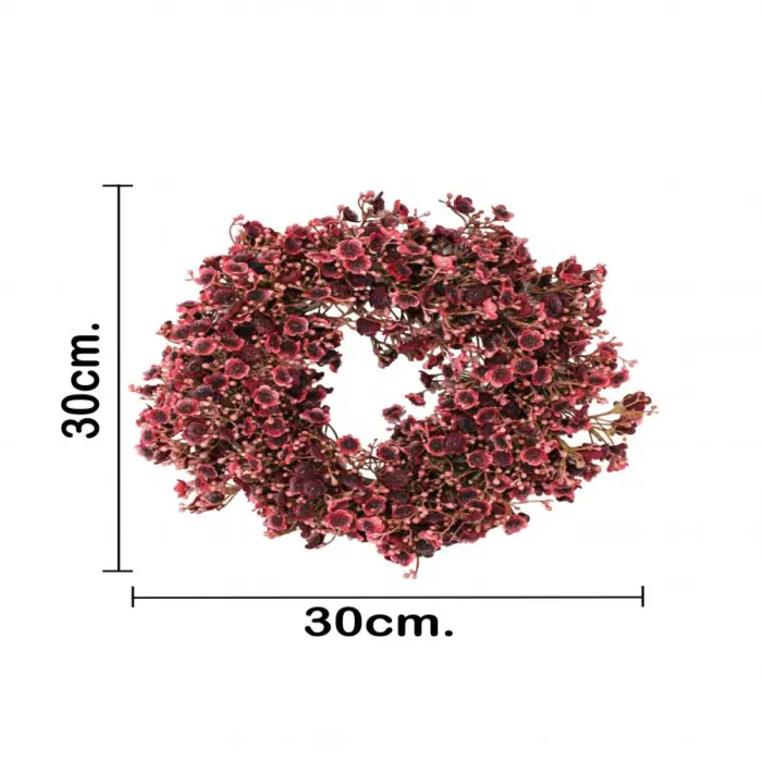 Corona de flores borgoña de 30 cm - Image 3