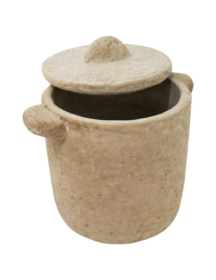 Bote con tapa de cemento natural de 19x14.5x17cm - Image 2
