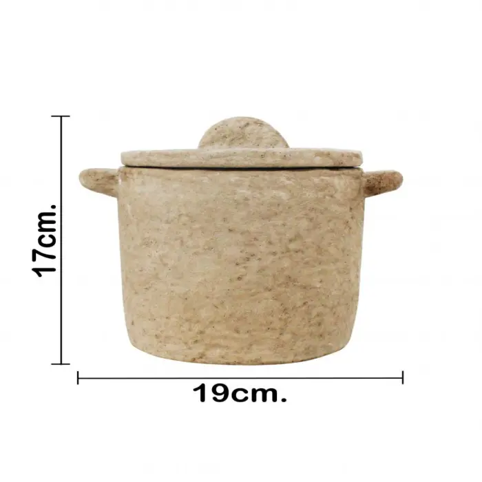 Bote con tapa de cemento natural de 19x14.5x17cm - Image 4