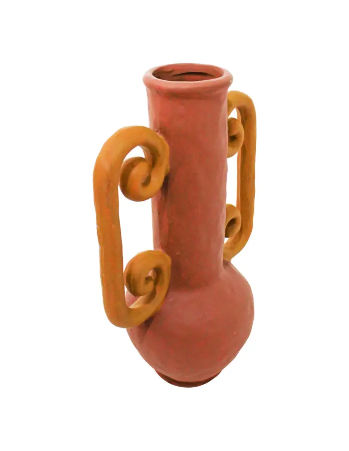 Jarrón de terracota con agarraderas marrón de 17x10.5x25.5cm - Image 2