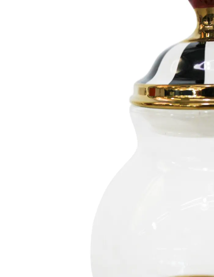 Especiero de porcelana con vidrio y tapa negro con blanco de 15x15x27cm - Image 3