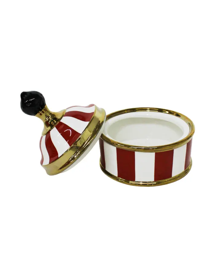 Azucarera de porcelana rojo con blanco de 11x11x13cm - Image 2