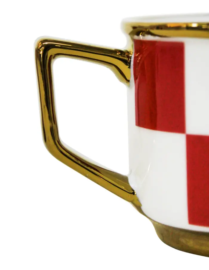 Juego de porcelana (plato/taza de café/tarro de azúcar y taza de agua) rojo con blanco de 7x7x8.5cm - Image 3