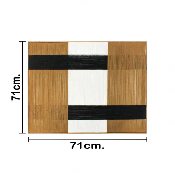 Cuadro de hilo en tonos café con blanco de 71x71x3.5cm - Image 4