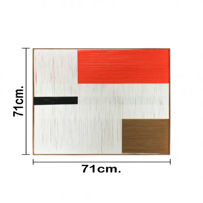 Cuadro de hilo blanco con chedron y café de 71x71x3.5cm - Image 4