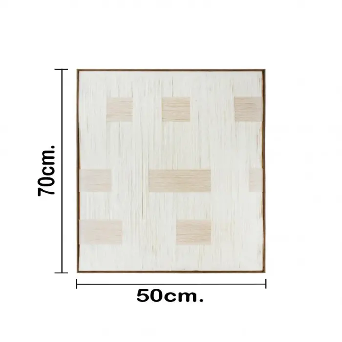 Cuadro de hilo blanco con beige diseño cruzado de 50x70x3.5cm - Image 4