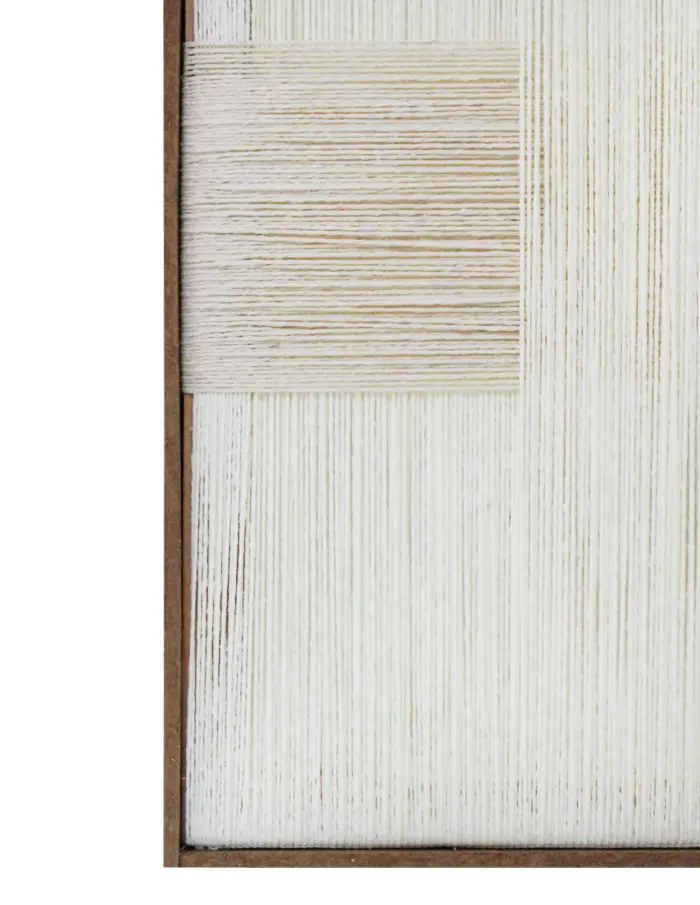 Cuadro de hilo blanco con beige diseño cruzado de 50x70x3.5cm - Image 2