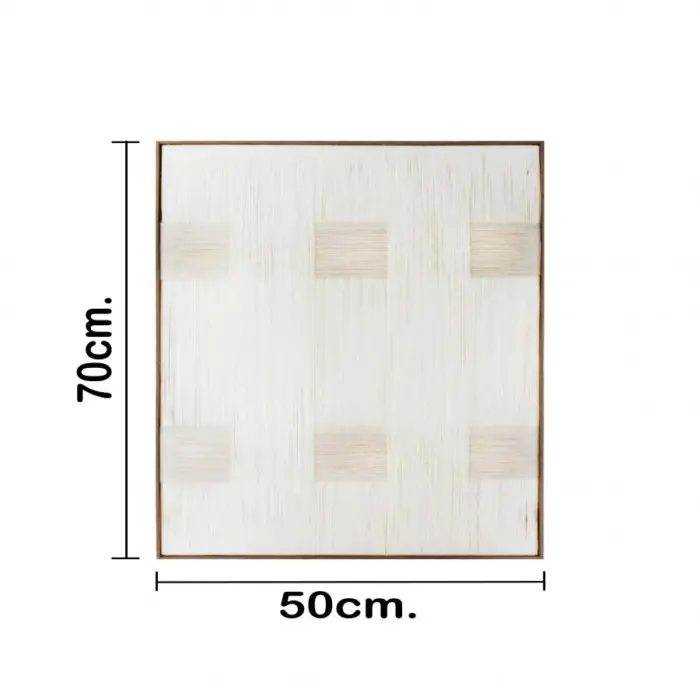 Cuadro de hilo blanco con beige diseño cruzado de 50x70x3.5cm - Image 4