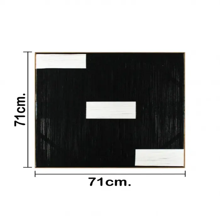 Cuadro de hilo negro con rectángulos blancos de 71x71x3.5cm - Image 3